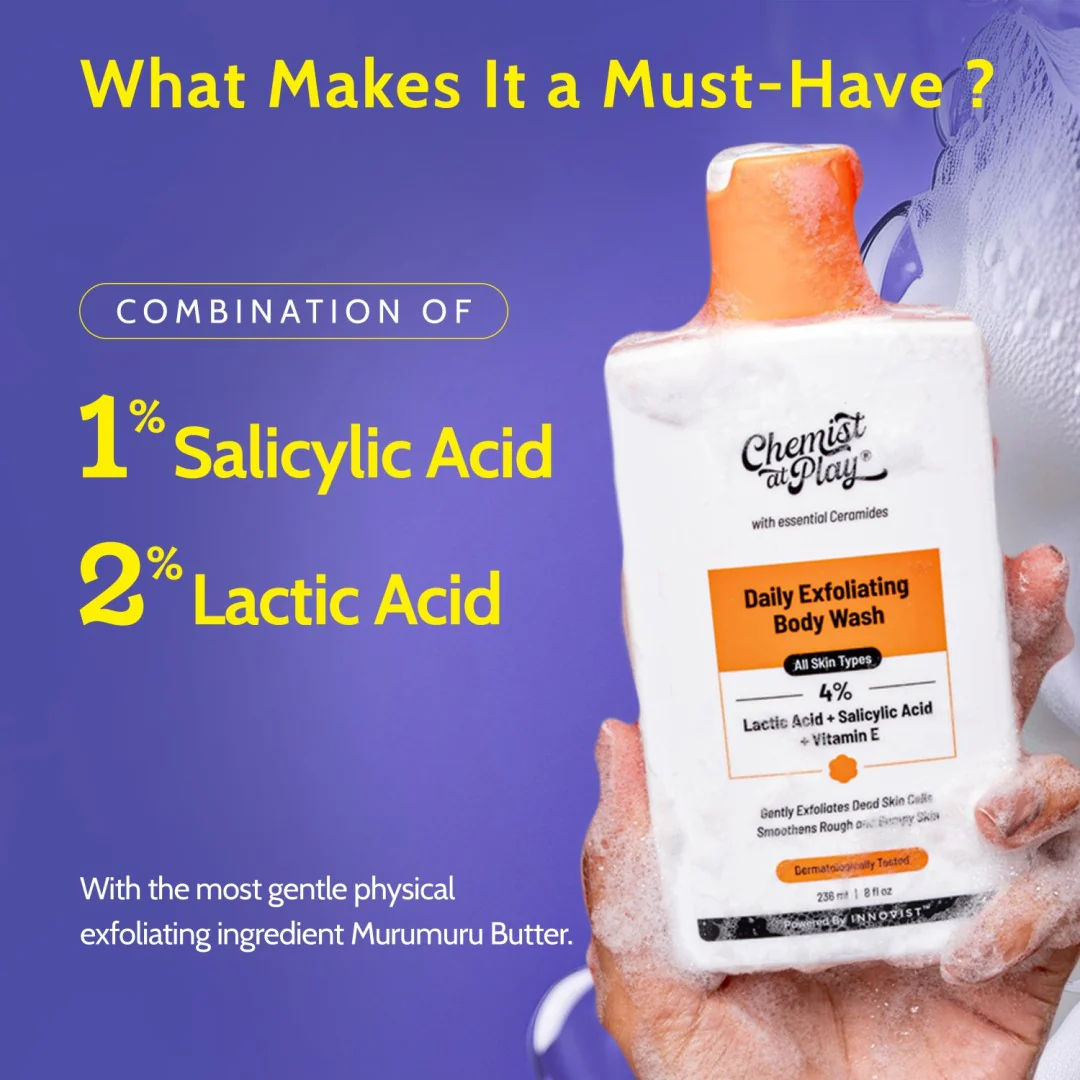 Exfoliating Body Wash with Lactic Acid & Salicylic Acid with Loofah - 236 ml - Image 4