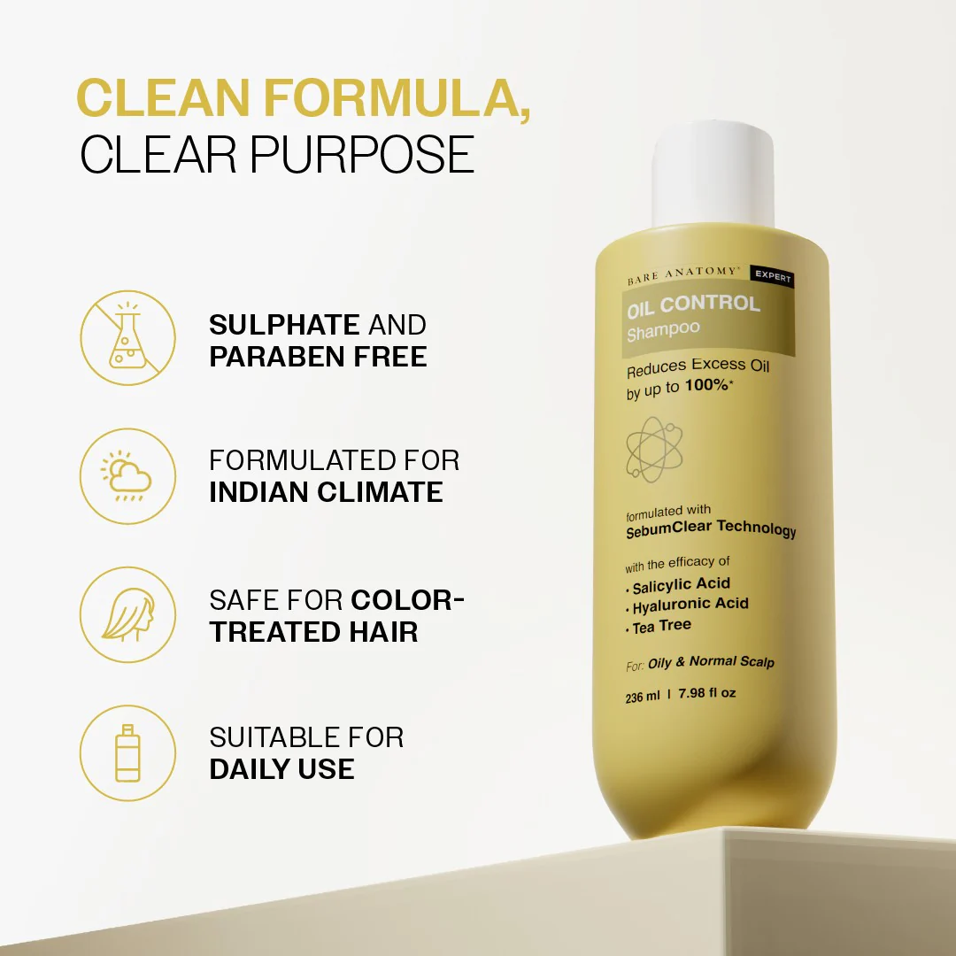 Oil Control Shampoo with Salicylic Acid, Hyaluronic Acid, & Tea Tree | Suitable for Oily Scalp & Dry Ends - 236 ml - Image 7